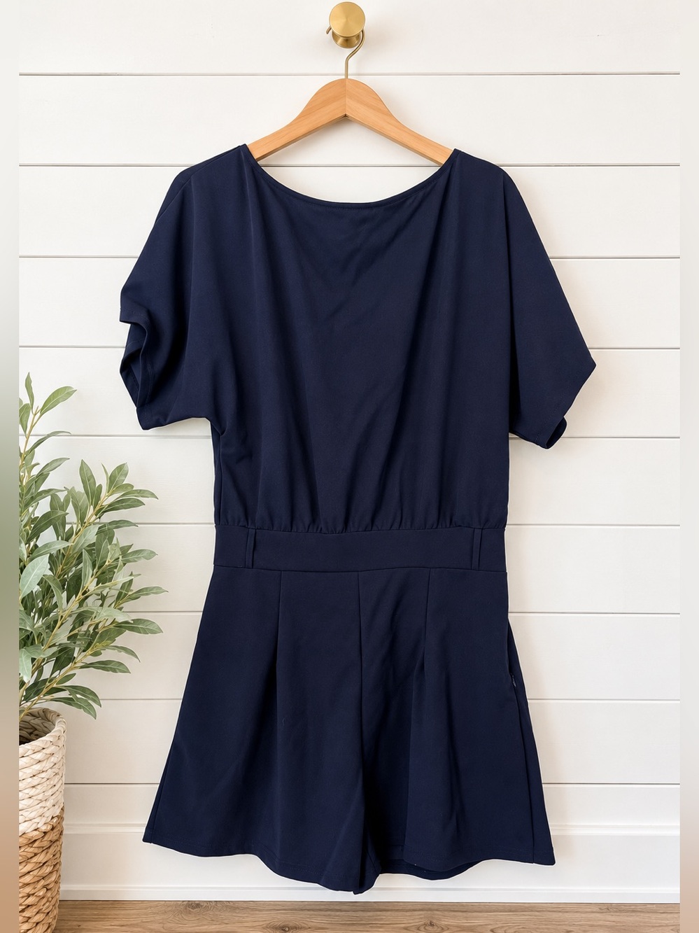 💙 Navy Blue Pocketed Romper Belt Loops Women’s Large